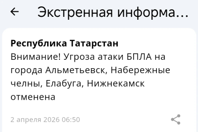 Угроза атаки БПЛА на четыре города Татарстана действовала около двух часов