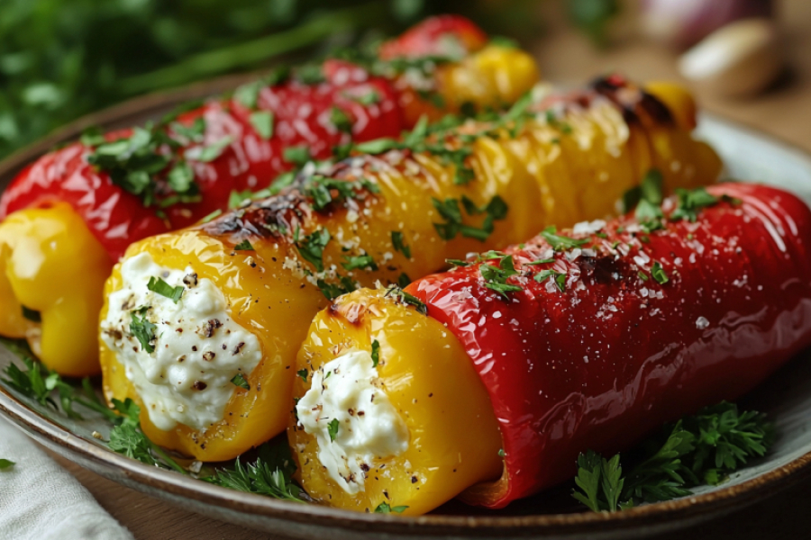 Мини-перцы, сыр, чеснок &mdash; фарширую и на стол! Цветная и яркая закуска для любого случая