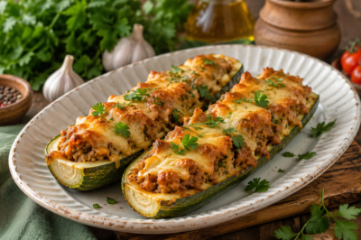 Вкуснота из кабачка: фарш и паста том-ям &mdash; кабачковые лодочки исчезают со стола быстрее шашлыка