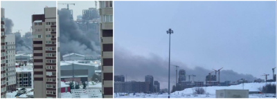 В Казани сильный пожар на складе с косметикой по улице Родины